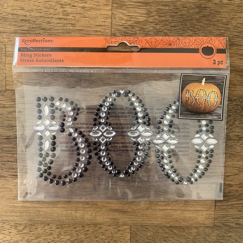 BOO Clear Black Rhinestones Gems Halloween Bling Recollections Stickers NIP