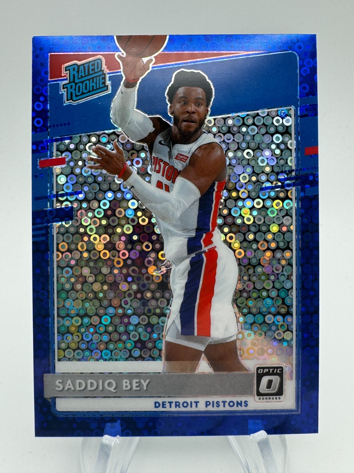 2020-21 Donruss Optic SADDIQ BEY Blue Disco Rated Rookie /50 #169 Pistons