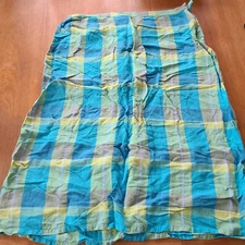 Vintage Marshall Field's Field Manor Blue Green Linen Blend Madras Skirt sz 1X