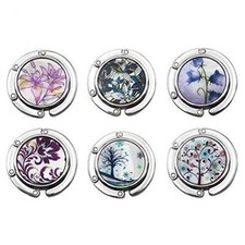 Handbag Hanger Set of 6 Foldable Purse Hook Purse Table Hook Holder Flower an...