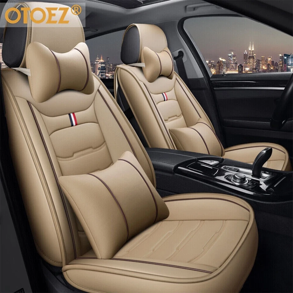 Car Seat Covers 5 Seats for BMW X1 X2 X3 X3M X4 X5 X6 PU Leather Full set Beige Foto 4 de 4