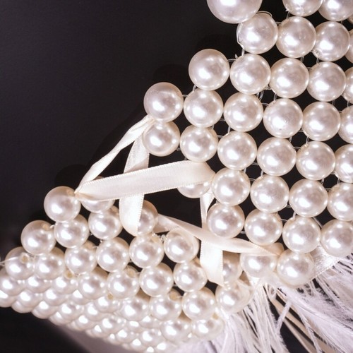 Woven Body Chain Camisole Imitation Pearl Vest Hollow Mesh Tank Top Body Jewelry - Picture 7 of 8