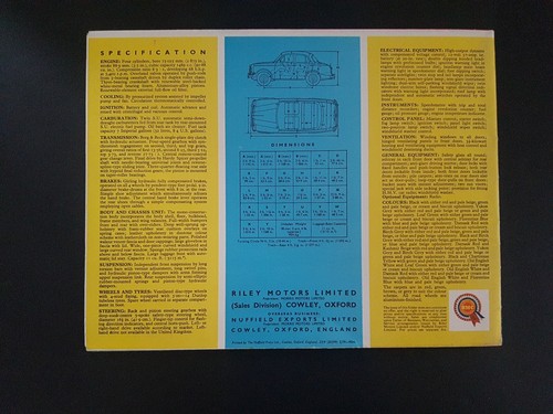 2 x New Riley One Point -Five 1959 Original Sales Brochure - Picture 4 of 6