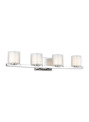 Feiss VS24204CH-L1 Volo LED Glass Wall Vanity Bath Lighting, 4-Light, 20 Watt,