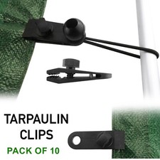 10 x Tarpaulin Sheet Clips Tarp Groundsheet - Strong Grip Hold Reusable Clamps