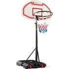 Kids Height-Adjustable Basketball Hoop, Portable Backboard System w/ 2 Wheels