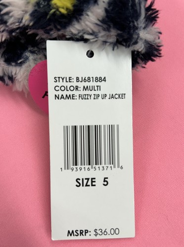 Betsey Johnson Girls Fuzz Hooded Coat. Animal Print. Sequin Pocket. Size 5. NWT. - Picture 12 of 13