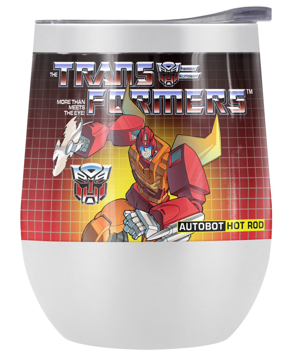 Transformers Hot Rod 12oz White Insulated Leakproof Wine Tumbler