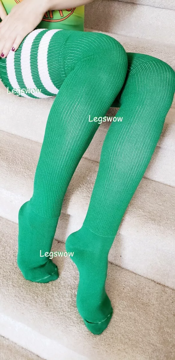 Extra Long Cable Knit Thigh High Socks Over The Knee Women Green White Black OTK