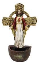 Catholic Sacred Heart of Jesus Holy Water Font Religious Sacrament Wall Decor