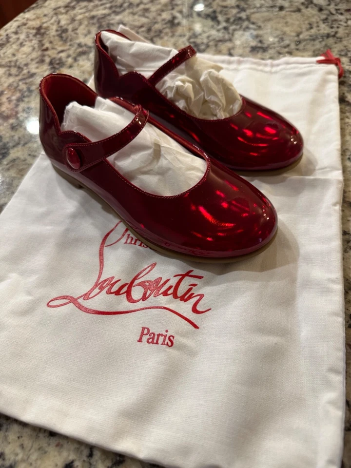 Christian Louboutin Niños/Melodie Chick Plano - Totalmente Nuevo con Caja y Bolsa para el Polvo S.12 Foto 3 de 4