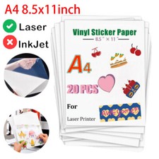 For Laser Printer 8.5x11 Printable Vinyl Sticker Paper Sheet Clear Label Cricut