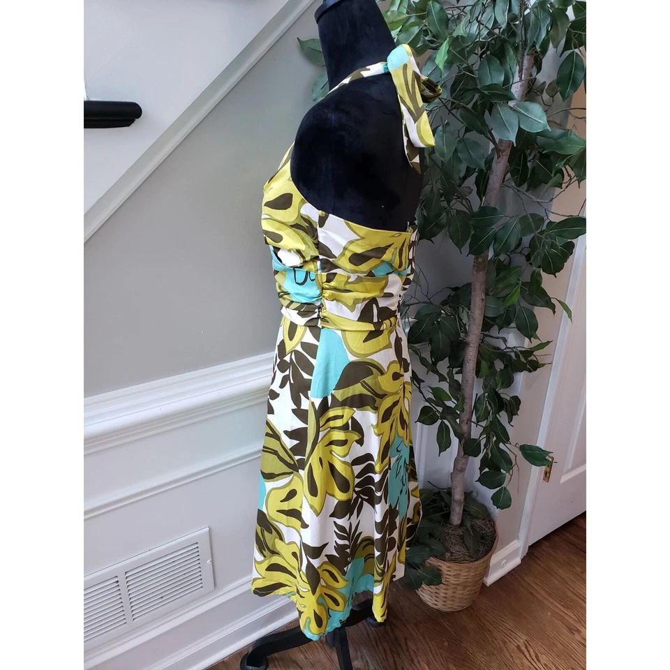 Vestido Vaina Madison Leigh Para Mujer 10 Multi Floral Algodón Halter Cuello Espalda Sin Espalda Foto 3 de 4