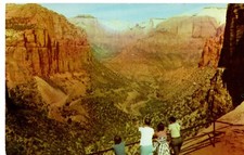 Tourists View Zion National Park, Utah Postcard