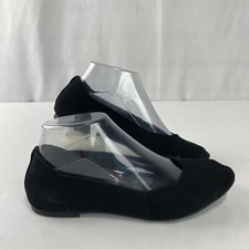 Skechers Women's 6.5 Cleo Bewitch Black Slip On Ballet Flat Knit Shoes