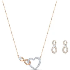 Swarovski Women's Necklace Set Swarovski Infinity Heart Rose Gold 5521040