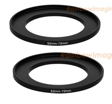 (2 Pcs) 52-72mm 52 mm to 72 mm Metal Step Up Lens Filter Ring Adapter US Seller