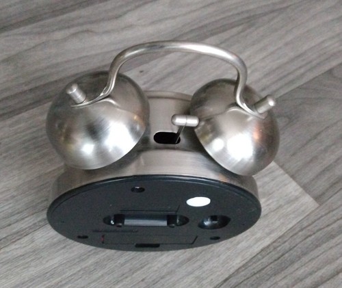 Sharp Alarm Clock Vintage Twin Bell Analog Round Silver - Picture 4 of 4