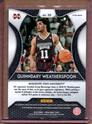 その他 19-20Panini Prizm Q.WEATHERSPOON PSA 10 2019 PANINI PRIZM DRAFT PICKS QUINNDARY WEATHERSPOON ROOKIE