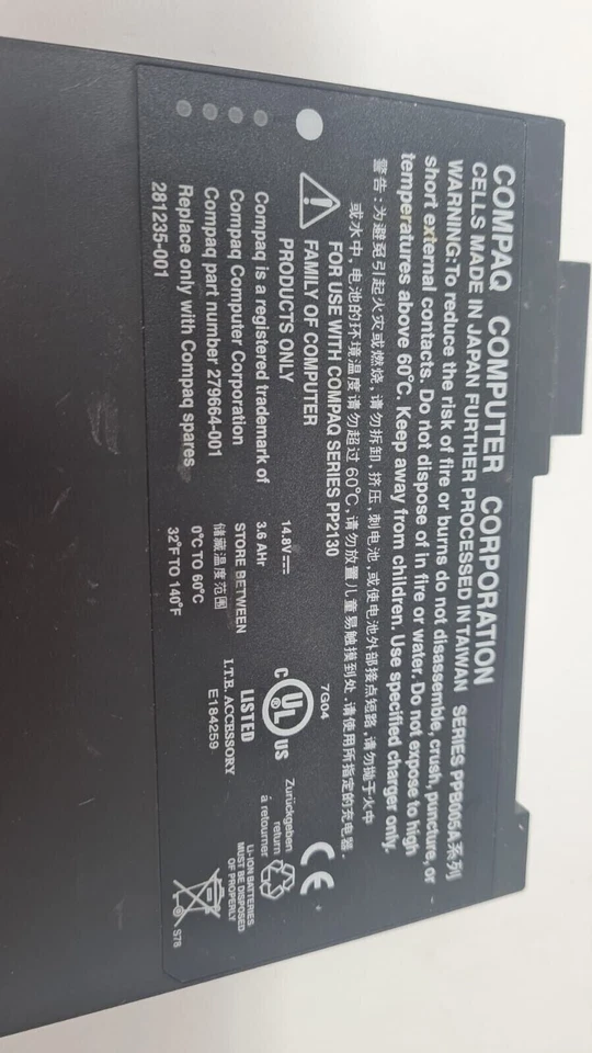 Batería para portátil 279664-001 para Compaq HP Evo N100 N160 Presario 2800T PP2130 OEM Foto 2 de 4