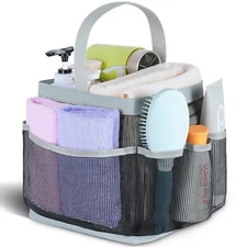 Mesh Shower Caddy Portable for College Dorm Room Essentials with 8-Pocket Lar...