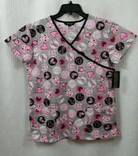 Just Love Extra Small XS Breast Cancer Awareness Pink Ribbon Scrub Top New 719