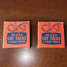 Lot of 2 Vintage Anchor Brand Blued Cut Tacks Large Heads 2oz Each