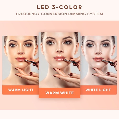 24‘’ Aluminum Trolley Makeup Train Case with 8 LED Stand Mirror Speaker (Silver) - Picture 7 of 8