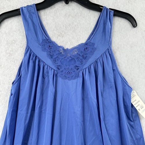 NWT VTG Lorraine Nightgown SMALL Sleeveless Blue Nylon Lace USA Made Sapphire - Picture 3 of 10