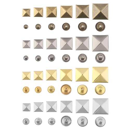 Shoes Bag Decor Pyramid Shape Fix Studs Metal Spikes Square Rivets Cloth Button