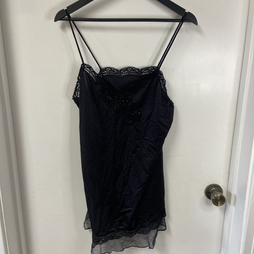 SHADOW LINE VINTAGE SILKY NYLON BLACK CHANTILLY LACE DESSOUS TOP Gr. M - Bild 4 von 16