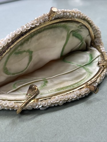 Vintage Walborg Hand Beaded Richter Bag Purse Handbag Hong Kong Cream White - Picture 8 of 12