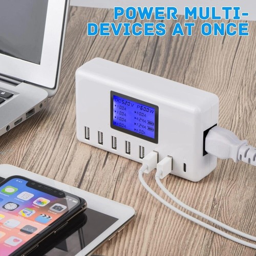8USB Smart Multi-Port Ładowarka USB 60W Stacja ładująca Europejski regulator Biały - Zdjęcie 4 z 12
