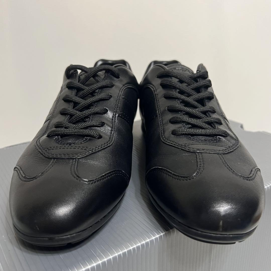 靴 PRADA SPORT Emblem Leather Shoes Black Prada Leather Sneakers Black Logo Embossed | eBay