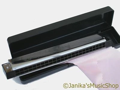 JANIKA PROFESSIONAL HARMONICA 24 HOLE A TUNED TREMOLO FOLK MOUTH ORGAN IN CASE HARP