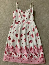 Ann Taylor Loft Ivory Red Floral Retro Tie Knot Dress 2 Lovely 