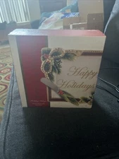 Fitz and Floyd Happy Holidays Snack Plate with Spreader 6 x 6 for Cheeseball