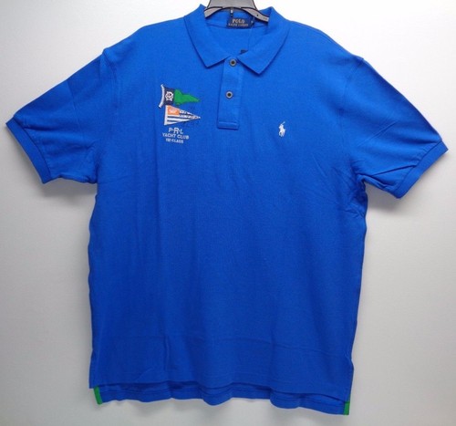 Polo Ralph Lauren Size XL PRL YACHT CLUB FLAG Blue Cotton Polo Shirt New Mens