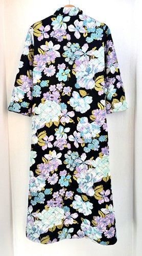 RARE St Michael 60s Vintage Women Floral Long Dressing Gown Padded Sz 40 ref495 - Picture 3 of 20