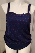 Miraclesuit Breezy Blouson One Piece Swimsuit Blue/Red Anchors Nautical Size 8