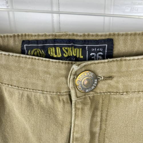 Old Skool Men Khaki Flat Front Casual Outdoor Cargo Short Size 36 - Picture 7 of 13