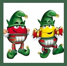 M & M Yellow & Red Dressed As Cute Christmas Elf Holiday -Refrigerator MAGNET