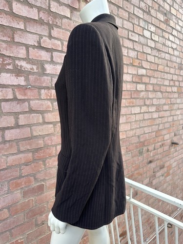 Giacca blazer vintage UNGARO Paris marrone a righe lana fodera leopardata tag... - Foto 7 di 24