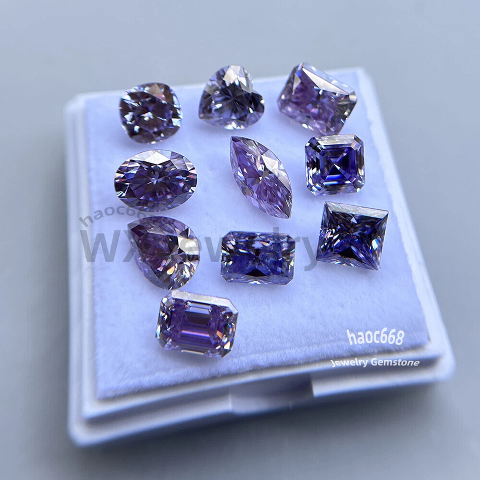 Moissanita púrpura corte brillante MultiForma piedras sueltas certificado GRA Foto 3 de 3