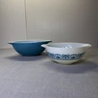 2 Vintage Pyrex Horizon Blue Cinderella Bowls 444 (4 Quart) 443 (2-1/2 Quart)