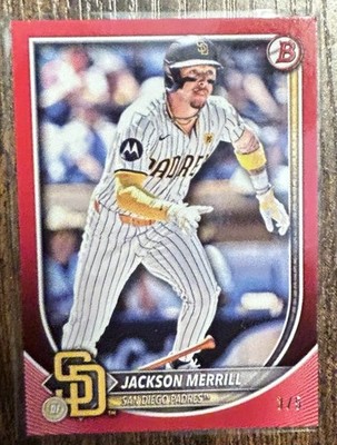 2025 Bowman Baseball Jackson Merrill /5 Red #64 San Diego Padres