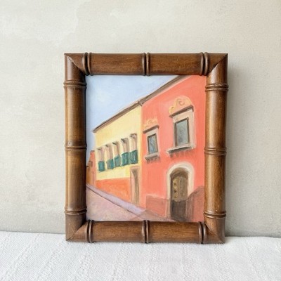 Vintage Mexican Oil Painting San Miguel de Allende Street Architecture 10x11