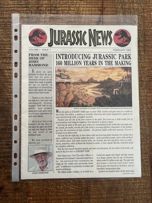 Extremely Rare Vintage 1993, Jurassic Park News Volume 1, Issue 1. ￼