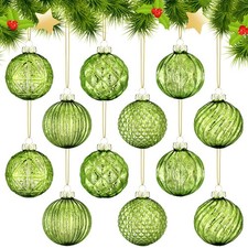12 Pcs 2.36 Inch Lime Green Glass Christmas Ball Ornaments Vintage Christmas ...