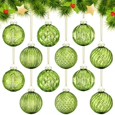 12 Pcs 2.36 Inch Lime Green Glass Christmas Ball Ornaments Vintage Christmas ...